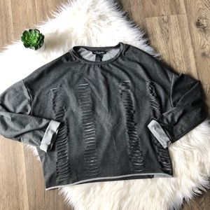 See you Monday distressed cropped sweater